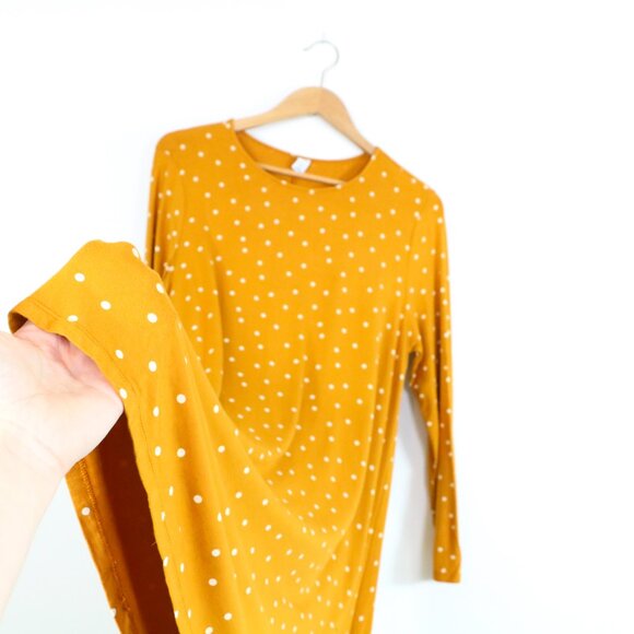 *Old Navy Yellow Polkadot Long Sleeve Midi Dress - Picture 5 of 7